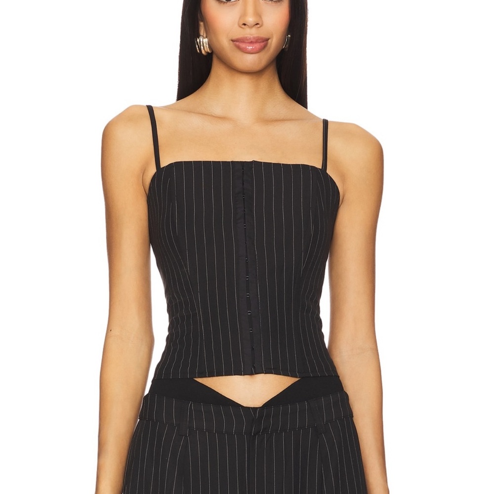 Black Pinstripe Corset Top